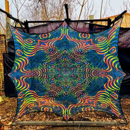 1 Layer Mesh Print 3D Installation, Blacklight Spiritual Tapestry fractal art Fabric Poster Aesthetic